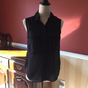 bar lll Sleeveless Sheer Top with front pockets